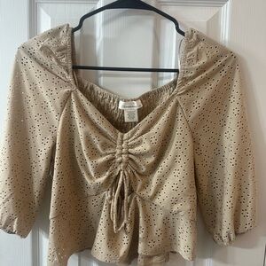 NWT Beige Eyelet Blouse